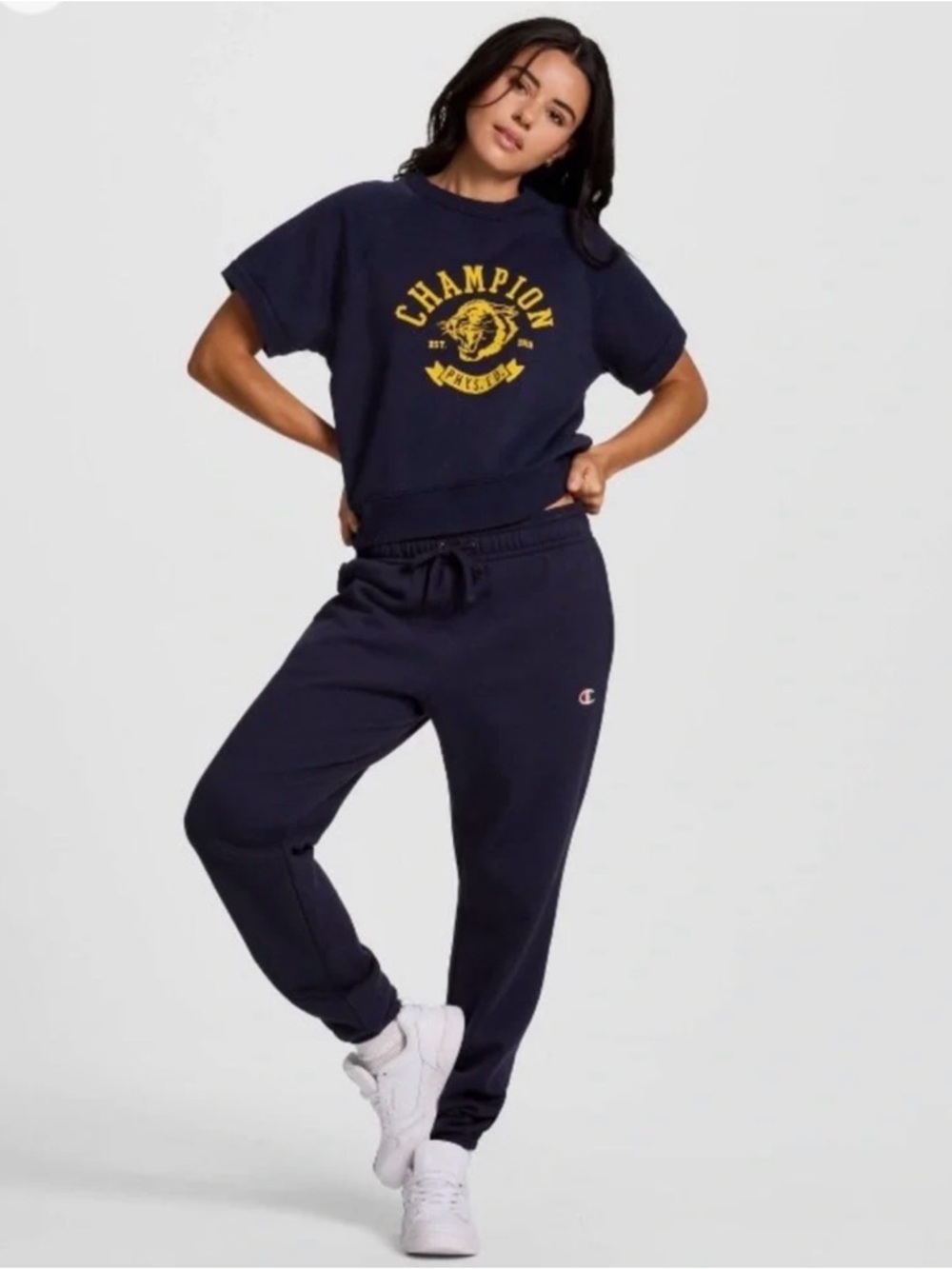 Champion Navy Short-Sleeve Crewneck Sweatshirt - Picture 3 of 6